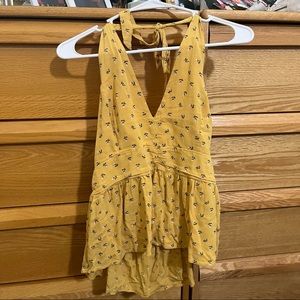 American Eagle Yellow Floral Halter Top